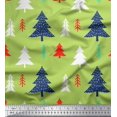 thumbnail image 1 of Soimoi Green Velvet Fabric Christmas Tree Print Sewing Fabric Yard 58 Inch Wide, 1 of 3