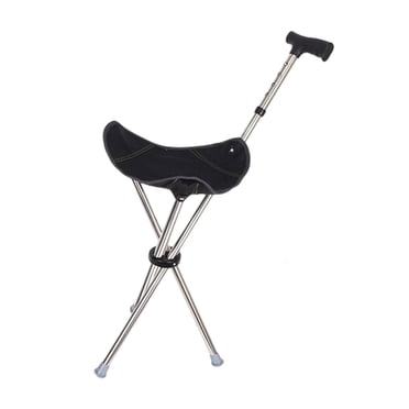Milaget Canne avec Siège Marche Repos Portable Voyage Léger pour s'Asseoir Pliable Noir