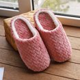 thumbnail image 2 of Mens and Womens Furry Slippers Flannel Lining Close Toe Solid Color Simplicity Thick Bottom Memory Foam Comfortable Non-Slip Warm Winter Home Slippers Pink, 2 of 8