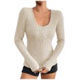 thumbnail image 1 of AherBiu Crop Tops for Women Ribbed Flare Long Sleeve Square Neck Slim Tight Basic Spring Shirt Blouse, 1 of 7