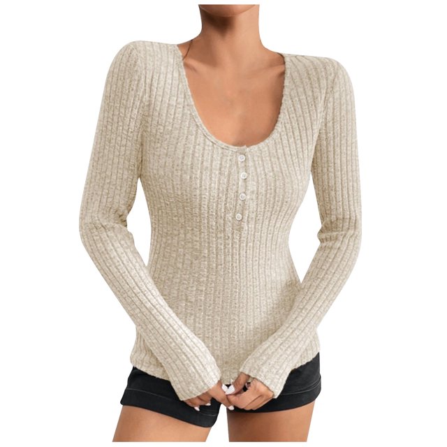 AherBiu Crop Tops for Women Ribbed Flare Long Sleeve Square Neck Slim Tight Basic Spring Shirt Blouse