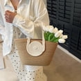 thumbnail image 4 of Chmadoxn Storage Trunks,Closet Organizers and Storage, Rope Woven Handbag Large Capacity Tote Bag Daily Versatile Shoulder Bag Splicing Color Casual Woven Bag Beach Bag Desktop storage, 4 of 6