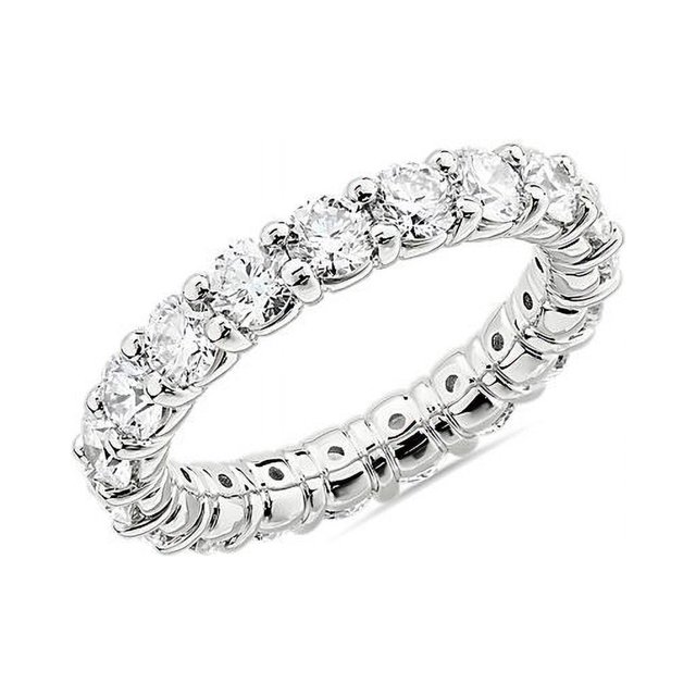 2.00 Carat Excellent Round Shape Genuine Diamond Latest Design Engagement Eternity Band for Ladies Solid 18K White Gold Size 7.5