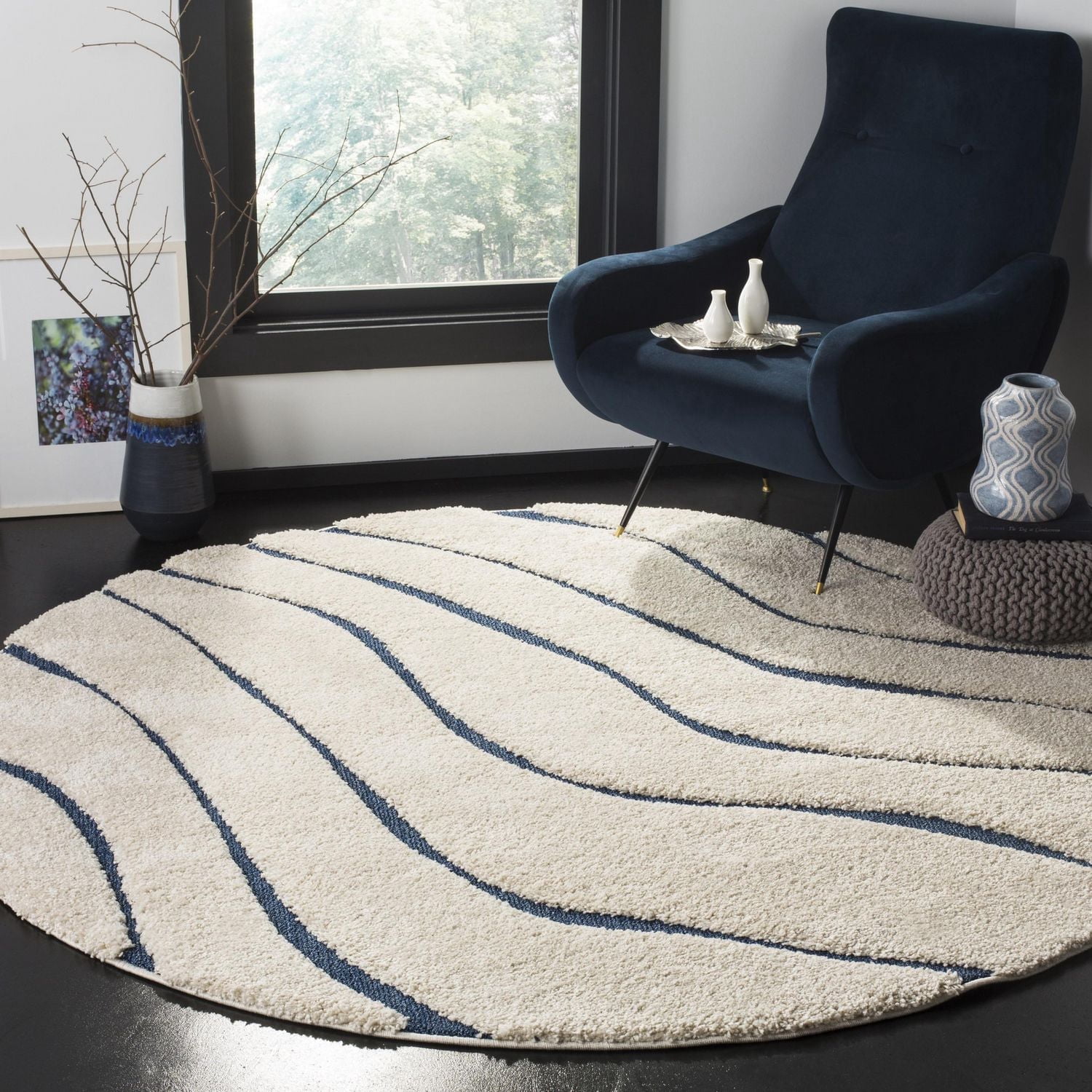 Safavieh Florida Tabitha Tapis Abstract, gris clair / bleu, 5'3" X 7'6"
