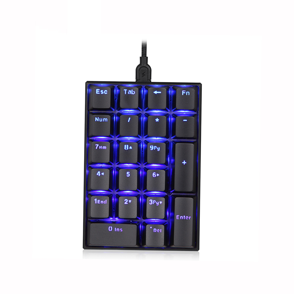Motospeed K23 Keyboard USB Wired Numeric Mechanical Keyboard 21 Keys Blue Backlight Keyboard with OUTEMU Blue Switch