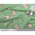 thumbnail image 2 of Soimoi Green Poly Georgette Fabric Leaves,Small Circle & Floral Decor Fabric Printed BTY 52 Inch Wide, 2 of 3