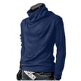 thumbnail image 3 of Chandail Ample pour Homme Chandail Uni à Col Montant Chandail à Manches Longues Chandail de Base Ample Hauts Chandail Col Roulé Chandail Tricoté à Manches Longues pour Homme P-105 Bleu 3TG, 3 of 9