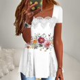 thumbnail image 1 of Weiqiqre Spring Tops for Women Spring Summer Tunics Tops Short Sleeve Shirts Flowy Lace Tops Wrinkle Free Blouses, 1 of 7