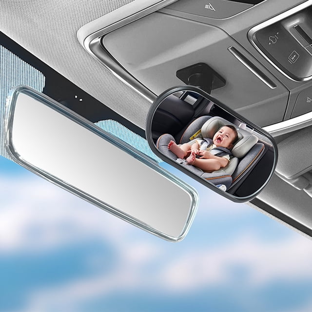 Baby Car Mirror for Rear Facing Car Seat, Shatterproof Acrylic Backseat Safety Mirror with Wide Angle, Adjustable 360° Rotation, Fits Most Vehicles, Easy Installation, Black