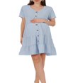thumbnail image 3 of Robe de Maternité à Manches Courtes pour Femmes, Col en V, Fermeture à Boutons, Robe Midi Plissée, 3 of 6