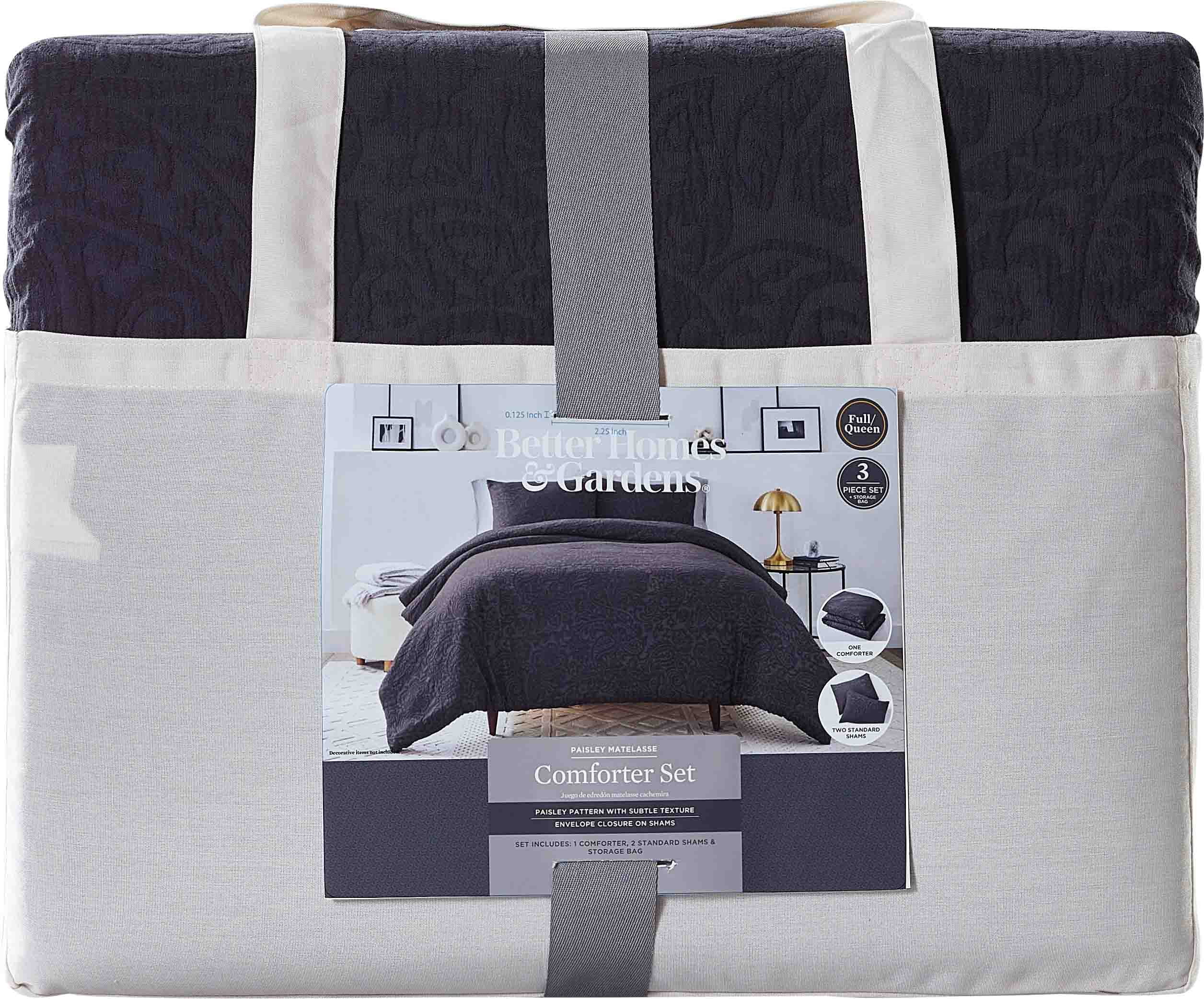 Ensemble de couette Better Homes & Gardens Paisley Matelassé, 3 pièces, gris, très grand lit, tous âges