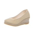 thumbnail image 2 of LSLJS Sandales Compensées à Bout Fermé pour Femmes, Plateforme à Bride Arrière, Talon Haut, Sandales Habillées en Toile, Chaussures Compensées pour Femmes, 2 of 3