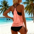 thumbnail image 4 of Moxiu Women's Two Piece Tankini Bathing Suits T-Back Top Ruched Padded Modest Swim Shorts Summer Basic Swimwear Rose Gold,S, 4 of 5