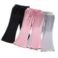 thumbnail image 1 of KYAIGUO 1-6T Baby Toddler Girls Summer Flare Pants Solid Color Ribbed Ruffle Bell Bottoms Spring Cotton Leggings Trousers, 1 of 9