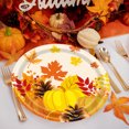 thumbnail image 1 of Amzcrzy Paper Tableware Thanksgiving Paper Plates Festive Fall Pumpkin and Maple Leaves Pattern Disposable Tableware for Fall Harvests Party Christmas Decorations Halloween Decorations Fall Decor, 1 of 6