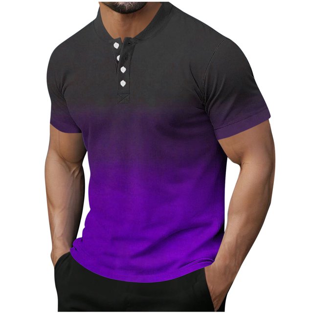 Plebaso Mens Fashion Tshirts Button Short Sleeve Pullover Shirts Summer Casual Basic Tees Tops for Men