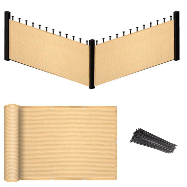 Eden's Decor Écran d'Intimité pour Balcon, Couverture en Maille, Pare-Vent, Résistant aux Intempéries, Protection UV pour Cour Arrière, Terrasse, Patio, Balcon, Piscine, Véranda, Clôture, Rambarde, Jardinage (Beige 4 Pieds x 15 Pieds)
