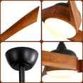 thumbnail image 3 of Sofucor 52 Inch Ceiling Fan with Light, 3 Walnut Solid Wood Blades, Matte Black, Dimmable 3‑Colour LED Light with Memory, Quiet Reversible Motor, 5"/10" Downrod Included, 3 of 11