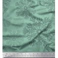 thumbnail image 1 of Soimoi Green Rayon Fabric Snow Flakes Floral Decor Fabric Printed Yard 56 Inch Wide, 1 of 5