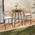 thumbnail image 4 of Costway 3 PCS Rope Woven Patio Bar Set with Soft Cushions and Acacia Wood Tabletop, 4 of 10