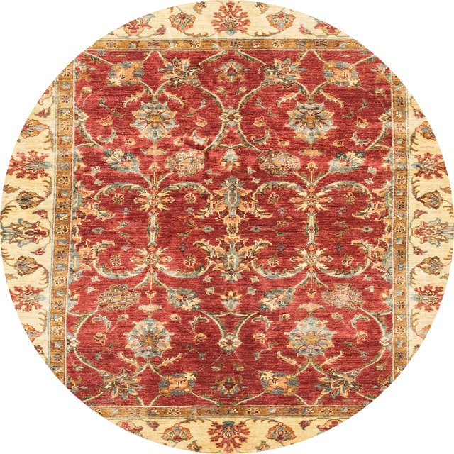 Ahgly Company Tapis d'Intérieur Ronds Abstraits Rouges Abstraits pour Aire, 4 Pieds Rond