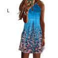 thumbnail image 2 of Langgg Robe Courte Décontractée Imprimée Sans Manches Esthétique Élégante Mignonne Robe de Plage Vacances Club Vêtements d'Été Fleur Bleue L, 2 of 6