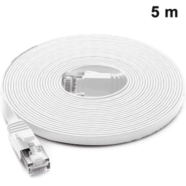 Câble Ethernet 6 de 100 Pi pour Chat - Cordon de Raccordement Long et Mince pour Réseau Internet, Blanc, 5 m