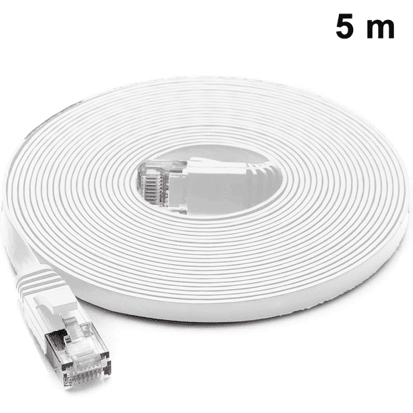 100 ft Cat 6 Ethernet Cable - Slim Long Patch Cord for Internet Network, White, 5m