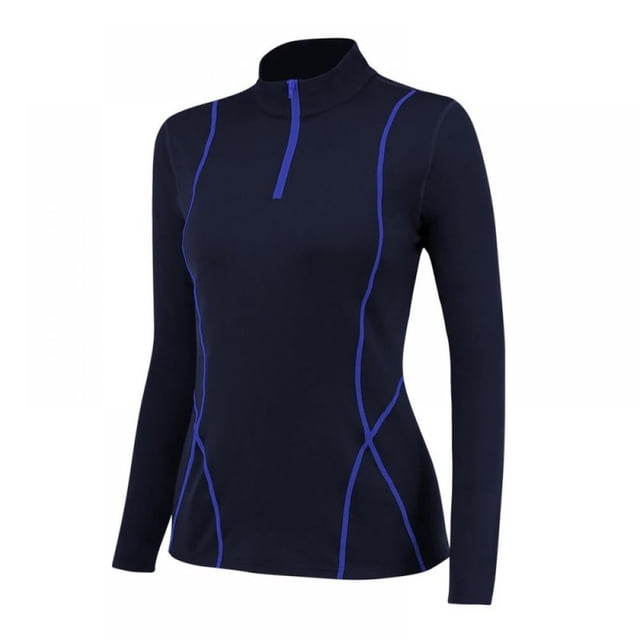 Women Quarter Zip Pullover Running Shirts Long Sleeve Activewear Tops Tight Workout