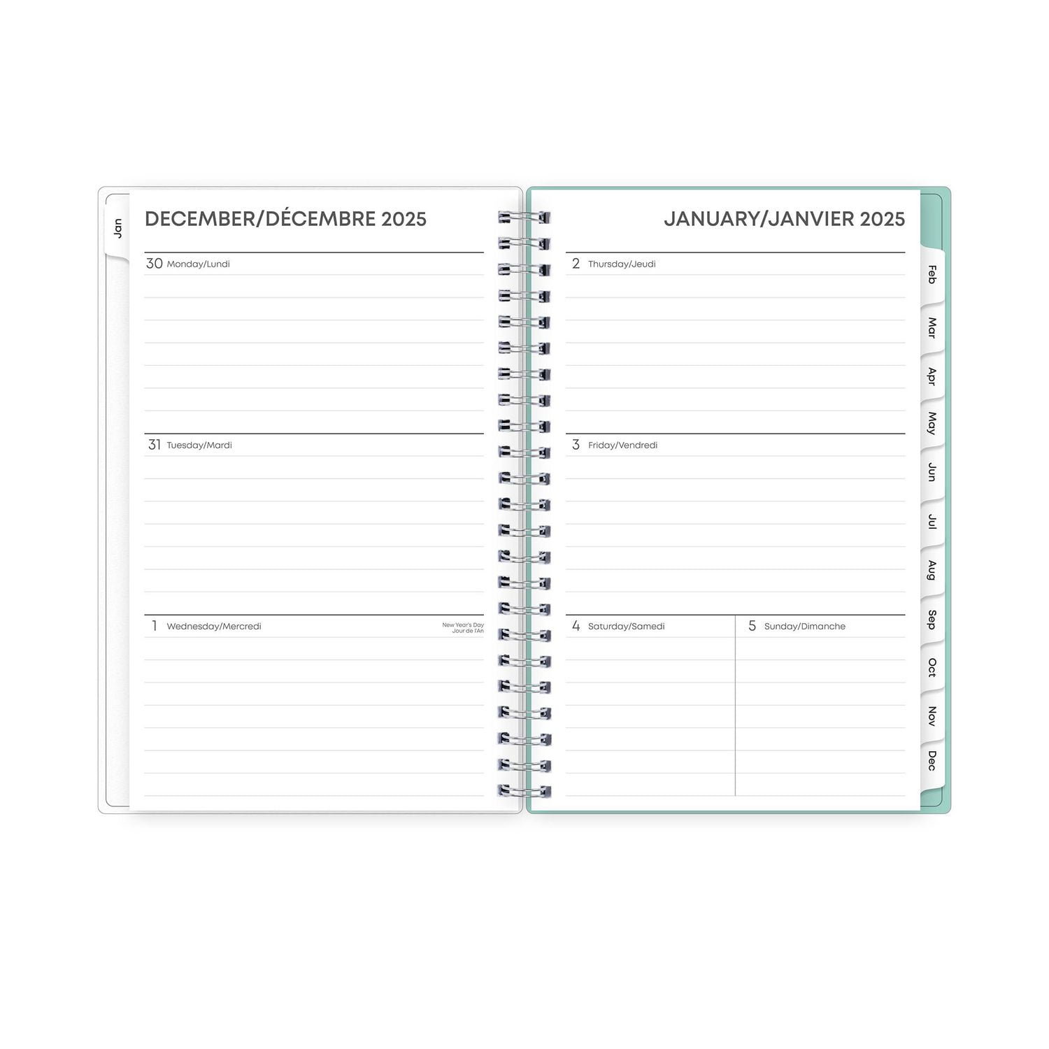 Agenda hebdomadaire/mensuel 2025, 5 po x 8 po, Blue Sky, Elysian