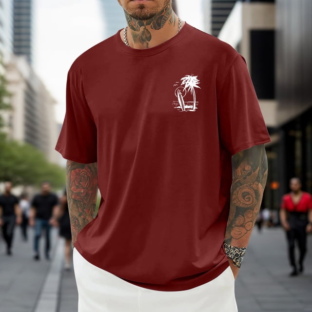 T-shirt Décontracté à Imprimé Graphique, Manches Courtes, Col Rond, pour Usage Quotidien, T-Shirt pour Homme à Coupe Confortable et