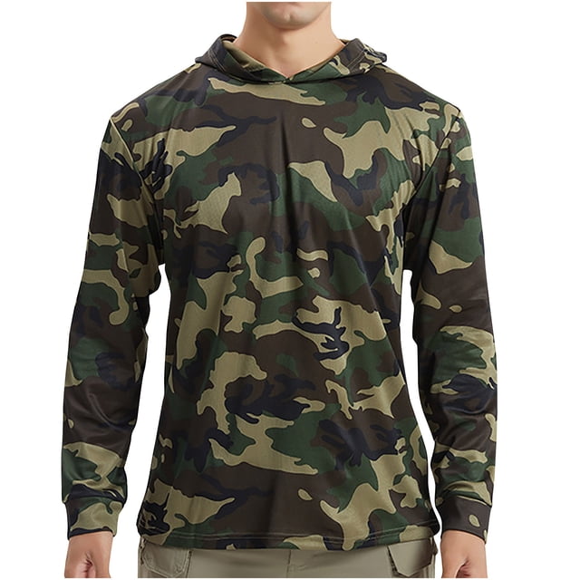 Yuyuzo Chandails en Molleton à Capuche pour Hommes Protection Solaire Manches Longues Séchage Rapide Randonnée Pull-Over
