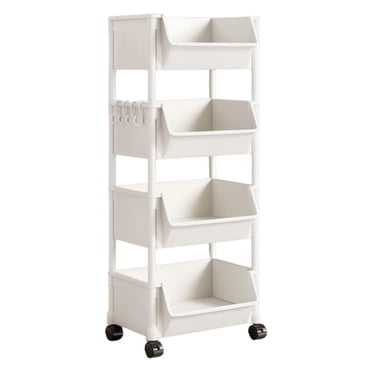 Chariot Roulant à 4 Niveaux, Chariot de Rangement Chariots de Rangement pour Salle de Bain avec Roues, Organisateur de Chariot Utilitaire Roulant à 3 Niveaux pour Salle de Bain, Cuisine, Collation, Bricolage, Maquillage