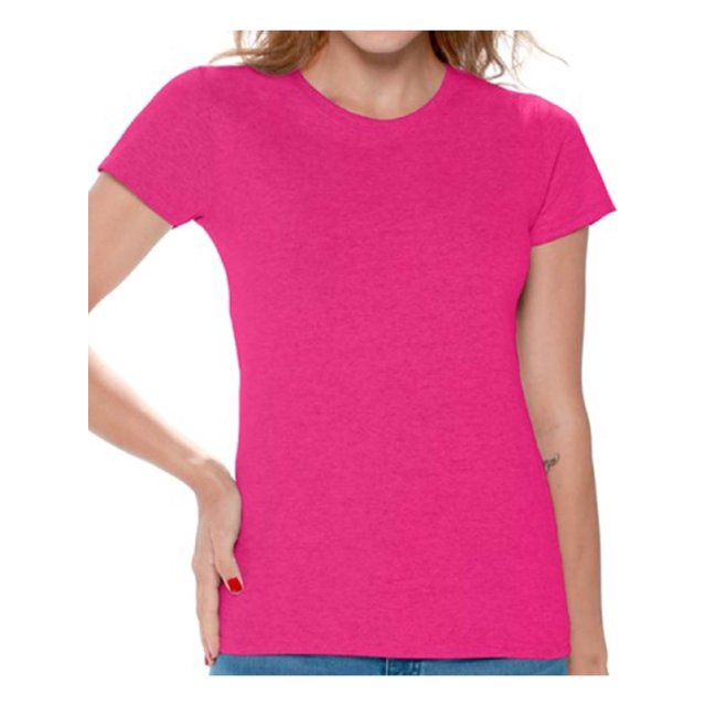 Gildan T-Shirts Roses pour Femmes Pack de Valeur Lot de 6 Lot de 12 Mignons Décontractés T-Shirts Roses Unis pour Femmes Gildan T-Shirts pour Femmes T-shirt Décontracté Basique