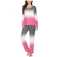 thumbnail image 2 of Timegard Ensembles de Pyjamas pour Femmes 2 Pcs Confortables Couleur Dégradée Manches Longues Col en V Haut et Pantalon Tenues de Pjs, 2 of 5
