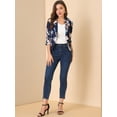 thumbnail image 2 of INSPIRE CHIC Women's Open Front Floral Print Blazer Deep Blue-Floral M, 2 of 6