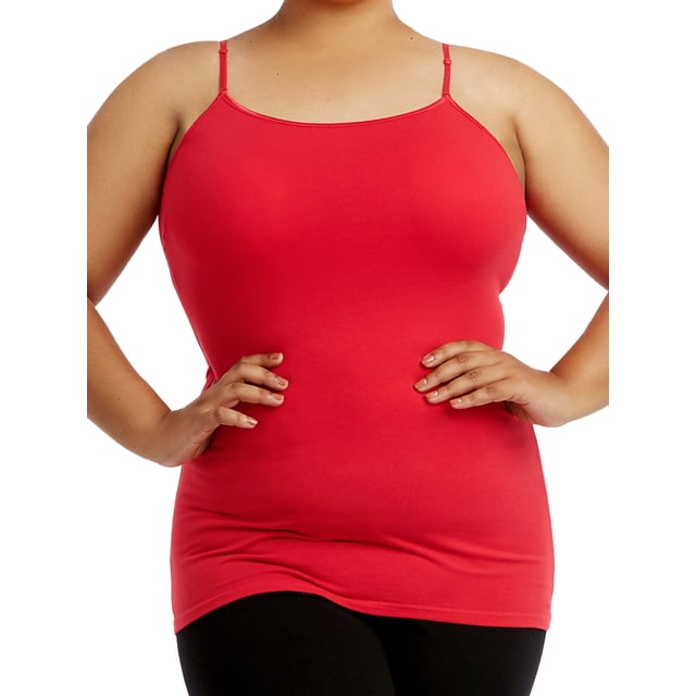 Women's Cotton Plus Size Camisole Tank Top - Hot Pink - X-Large