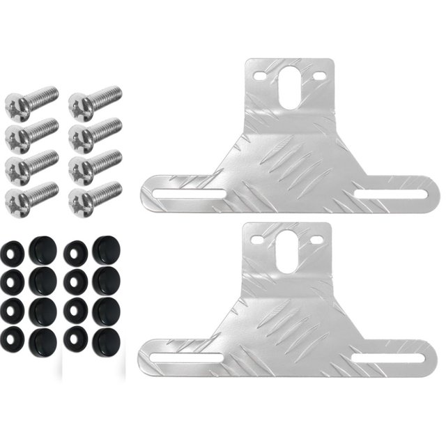 CUITING 2 Pack Trailer License Plate Bracket Holders- Aluminum Car Tag Frame for Truck/RVs/Boats Universal License Plate Light Mounting Kit with Screw Caps Silver