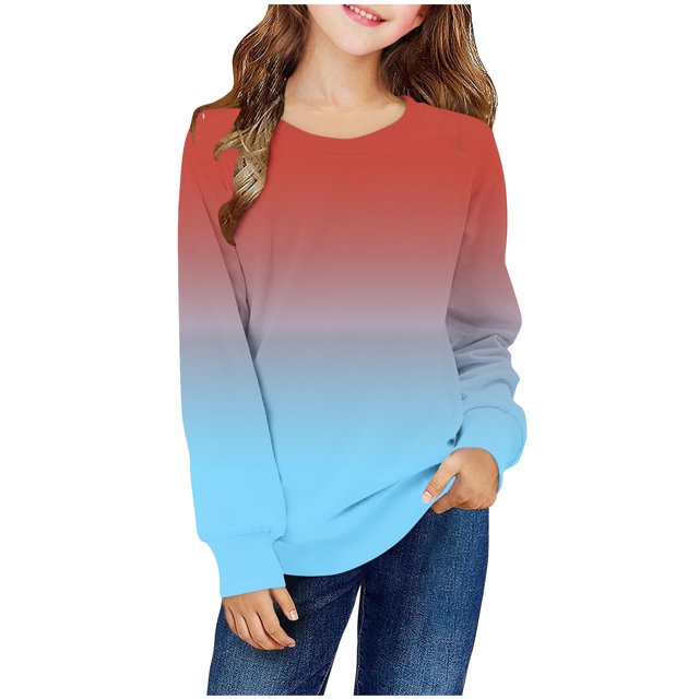 Milgrthf Chandails à Manches Longues pour Filles, Décontractés, Dégradé, Col Ras du Cou, Légers, Automne Hiver, Chandails à Enfiler, Bourgogne, 5 Ans