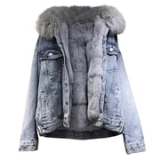 UPPADA Womens Winter Parka Jackets Thermal Fleece Lined Jackets for Women Faux Fur Hooded Coats Winter Warming Jean Outerwear Pocket Button up Overcoat Chaquetas De Mujer