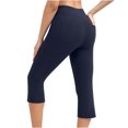 thumbnail image 3 of Womens Knee Length Leggings High Waisted Yoga Workout Exercise Capris For Casual Summer With Pockets, 3 of 6