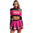 thumbnail image 1 of iiniim Costume de Cheerleading pour Femmes, Uniforme de Cheerleading 2 Pcs, Robe Crop Top avec Jupe Plissée Mini Rose Vif P, 1 of 5