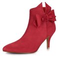 thumbnail image 1 of Unique Bargains Women's Flower Point Toe Size Zipper Stiletto Heel Ankle Boots, 1 of 7