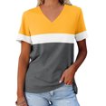 thumbnail image 2 of Yuyuzo T-Shirts pour Femmes Manches Courtes Décontractés Col en V Tops d'Été Color Block Tees Amples, 2 of 4