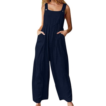Combinaison pour Femmes avec Poches, Sans Manches, Jambes Larges, Grande Taille