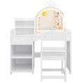 thumbnail image 2 of Twister.CK Kids Vanity with LED Mirror, 2-in-1 Princess Makeup Vanity Desk & Chair Set for Little Girls, Toddler Vanity Table, Storage Cabinet & Shelves, White, 2 of 8