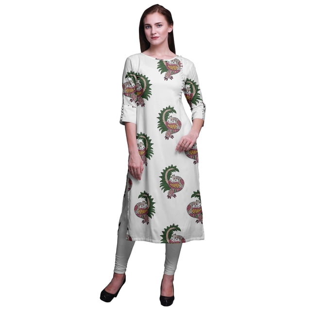 Bimba 3/4 Sleeve Kurta Printed Straight Kurti Summer Clothing For Women