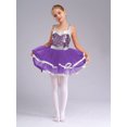 thumbnail image 3 of Hansber Robe Tutu de Danse pour Filles Enfants Paillettes Jazz Fête Robe de Danse Costume de Performance sur Scène Violet 12, 3 of 7