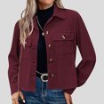thumbnail image 2 of Timegard Button down Shirts for Women Cropped Long Sleeve Jackets Fall Solid Color Casual Loose Tops, 2 of 7