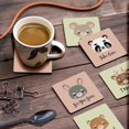 thumbnail image 3 of Inkdotpot Ensemble de 6 sous-Verres à Boisson Faciles à Nettoyer Base en Liège Carrée de 4 Pouces - Réutilisable - Animaux pour Bébé, 3 of 8